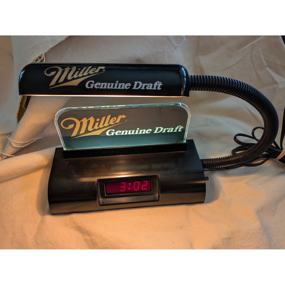 Miller Genuine Draft MGD Cash Register Lamp Clock Bar Light Gooseneck